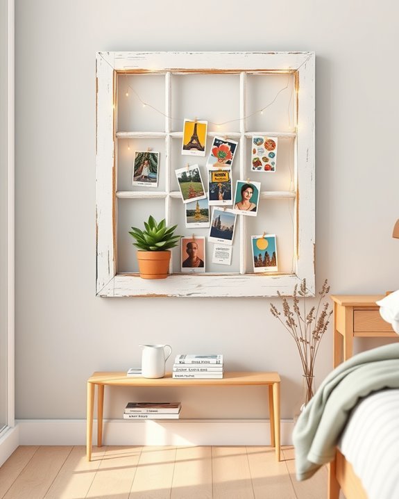 repurposed window frame display