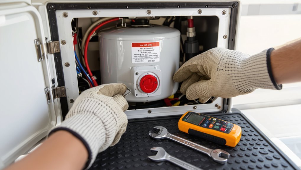 reset rv water heater safely