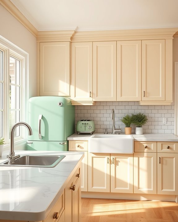 retro appliances cream cabinets