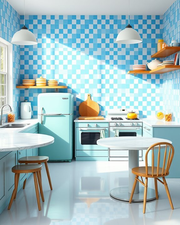 retro checkerboard kitchen design