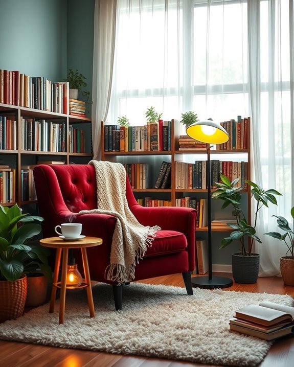 retro vibrant reading nook