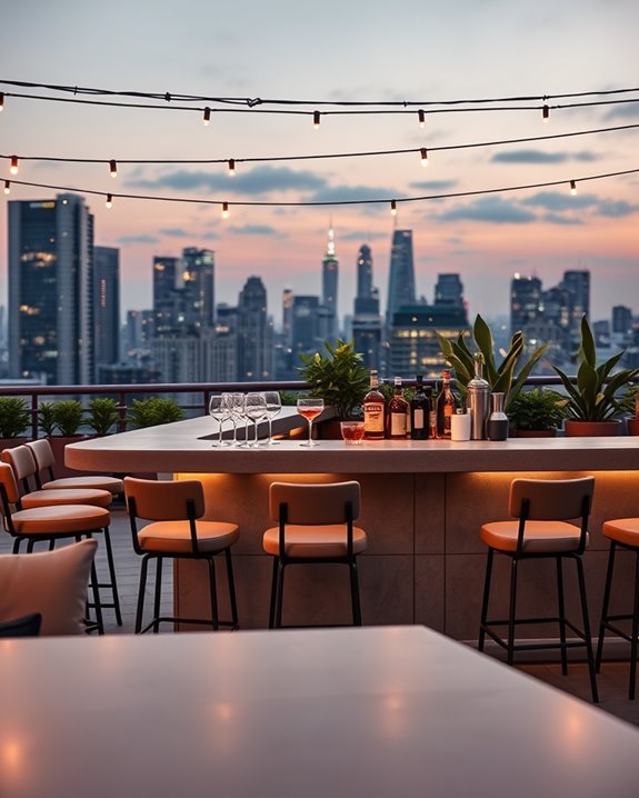 rooftop bar with cocktails