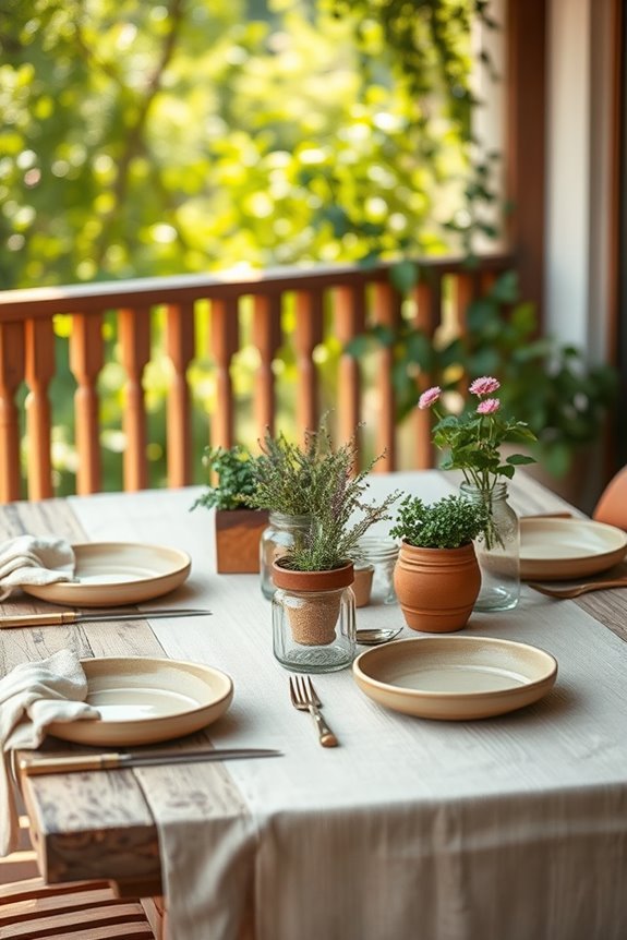 rustic balcony dining setup