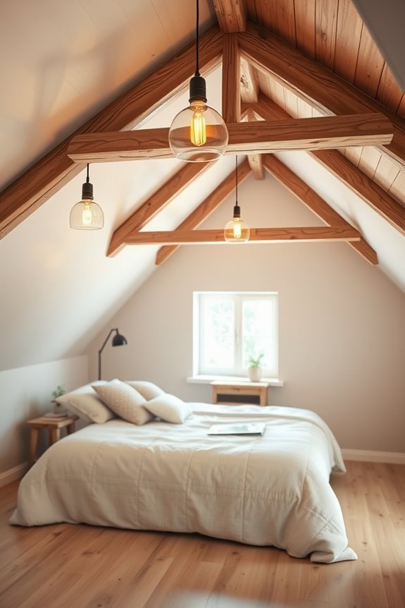rustic beams and lights