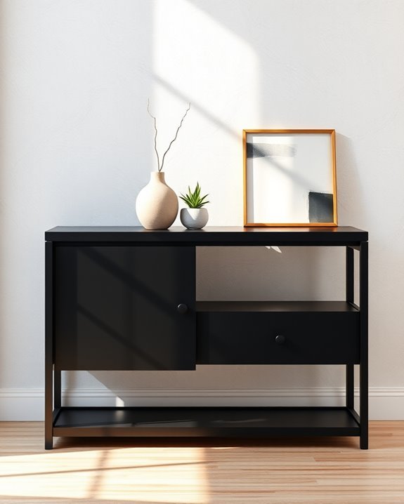 rustic black console table