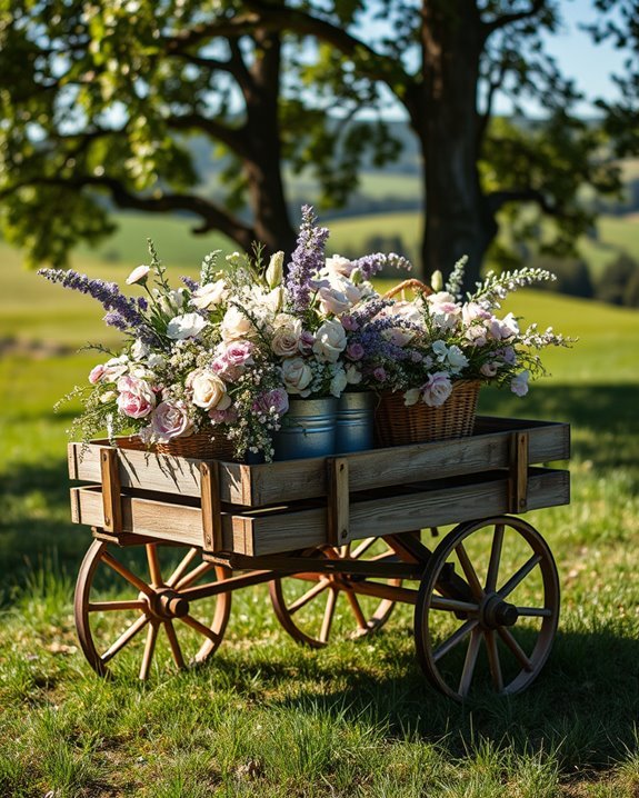 rustic floral wedding cart