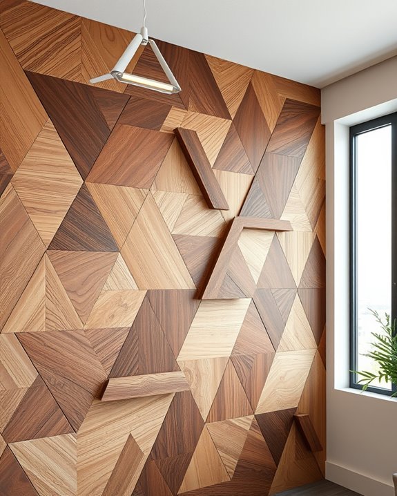 rustic geometric wood walls
