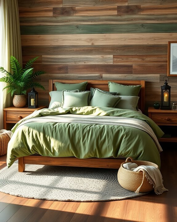 rustic green bedroom accents