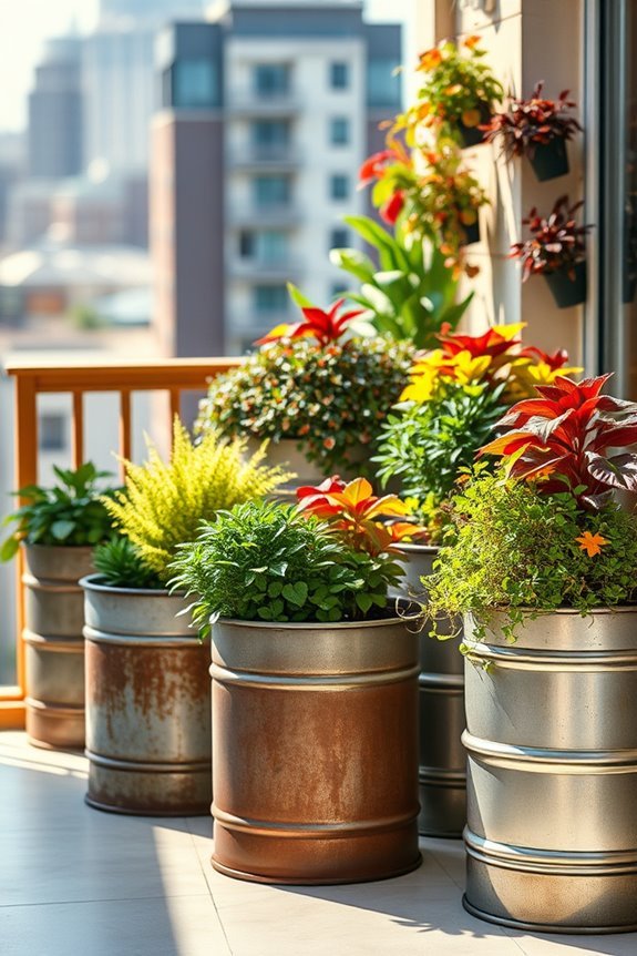 rustic metal drum planters