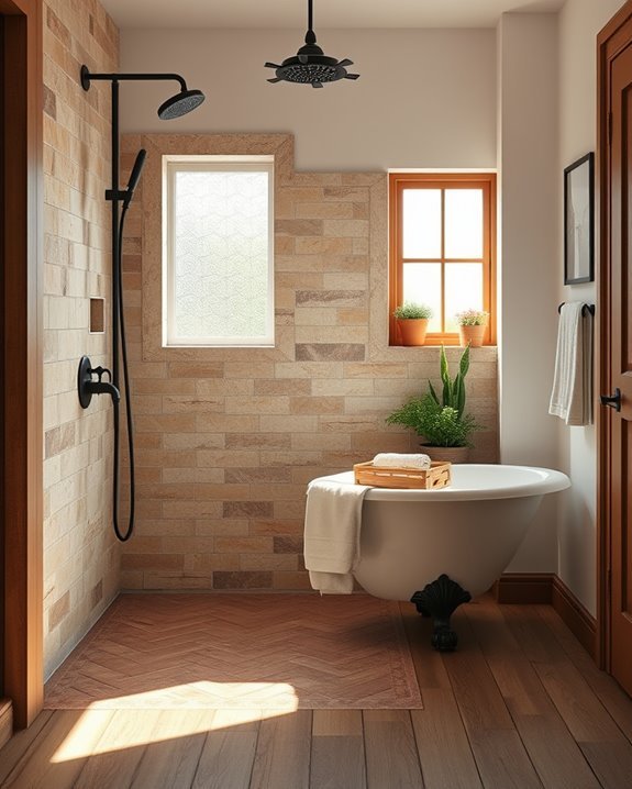 rustic natural materials shower