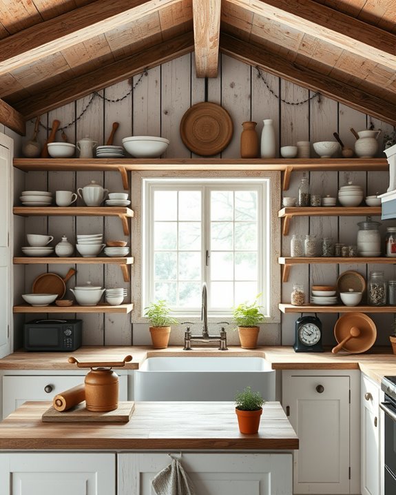 rustic open shelving styling