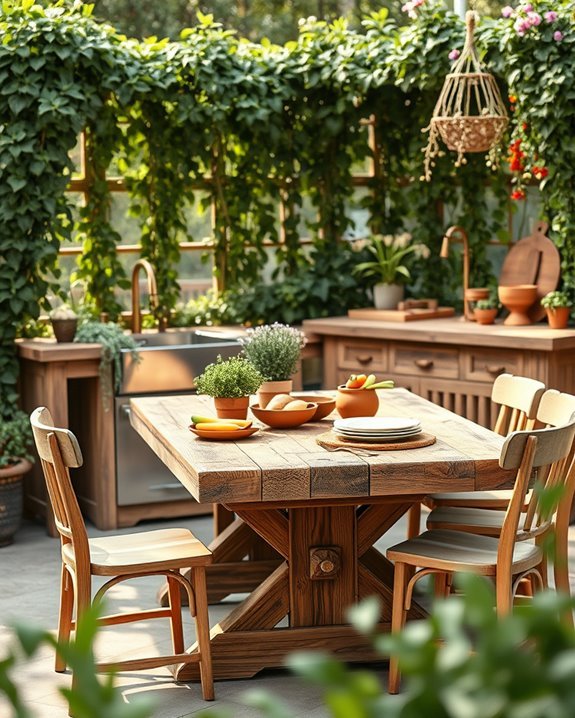 rustic outdoor dining centerpiece