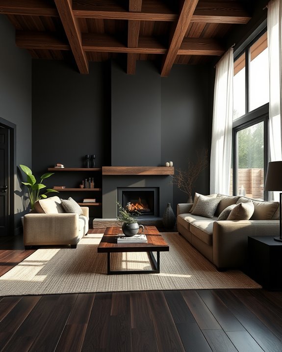 rustic warmth with dark wood