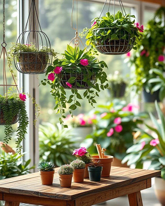 rustic wire basket gardens