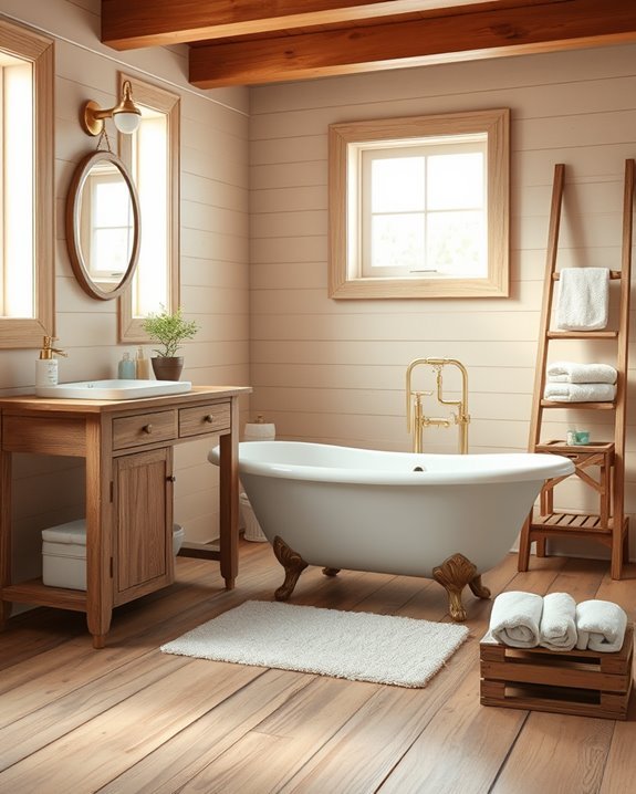 rustic wood bathroom accents