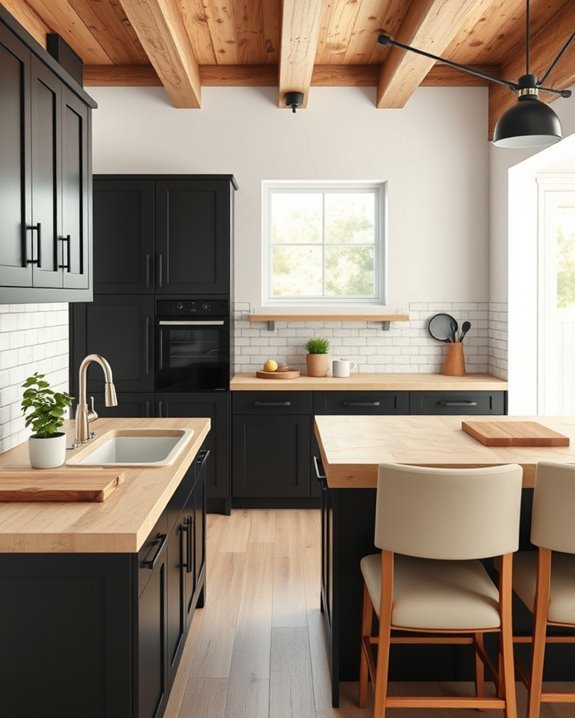 rustic wood enhances kitchen charm