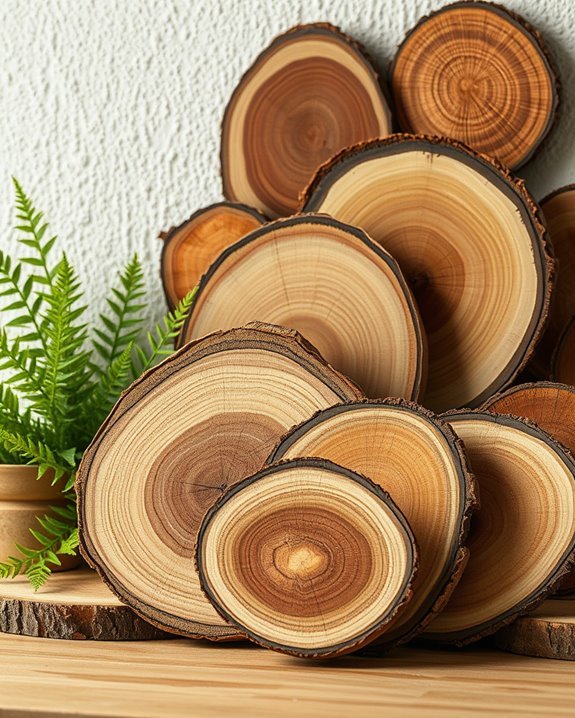 rustic wood slice decor