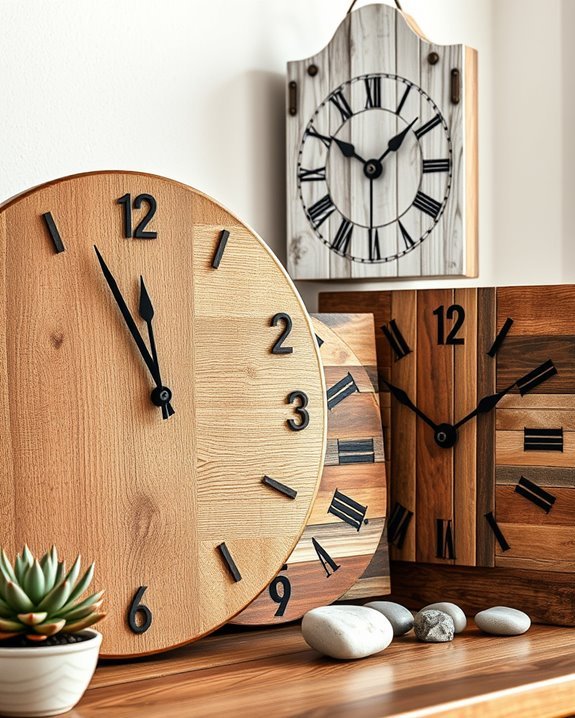 rustic wooden clock charm