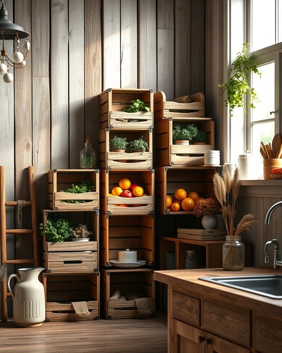 rustic wooden crate storage