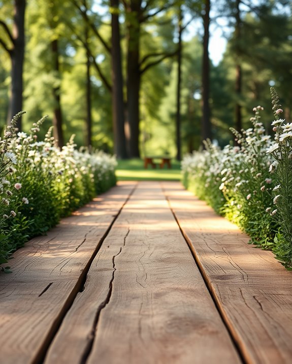 rustic wooden wedding aisle