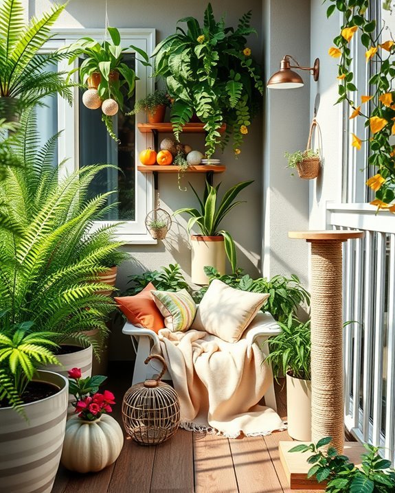 seasonal cat balcony decor