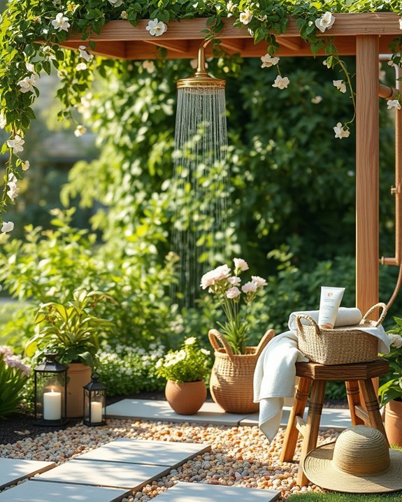 seasonal outdoor shower decor