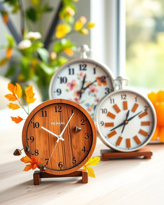 seasonal themed decorative clocks