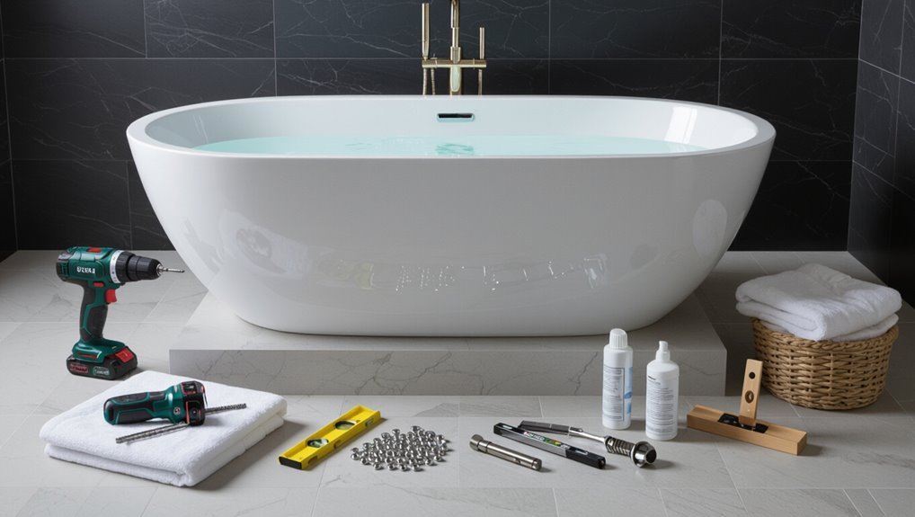 secure your free standing tub
