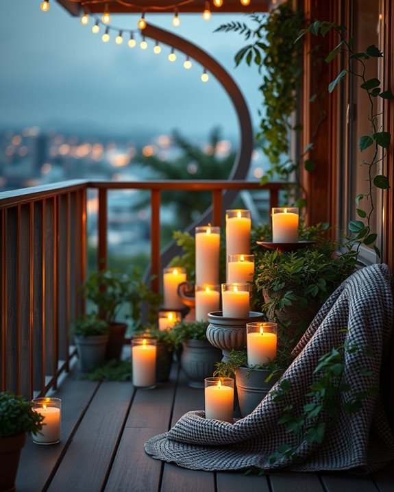 serene balcony candle ambiance