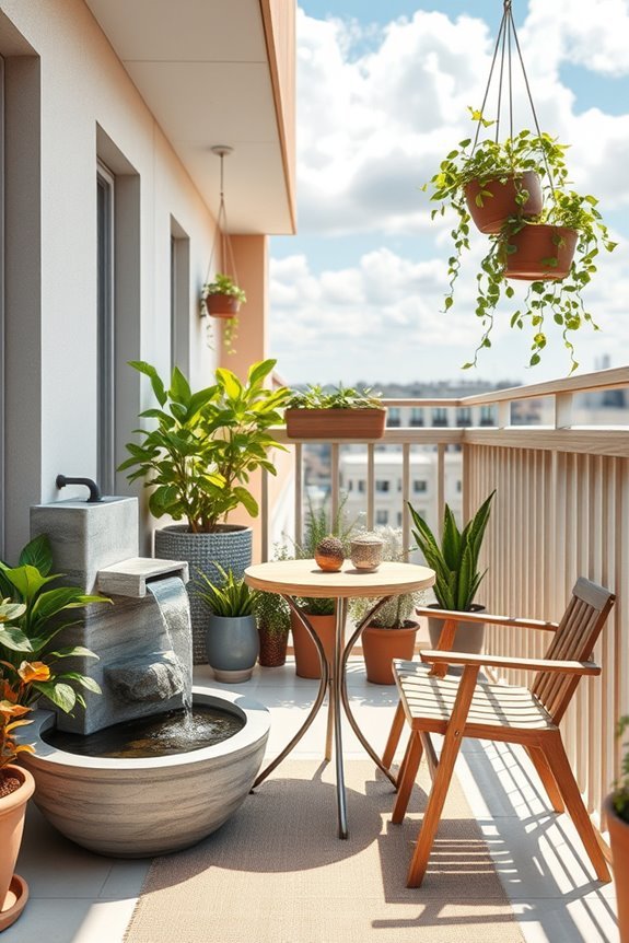 serene balcony water features