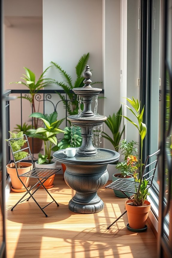 serene balcony water features