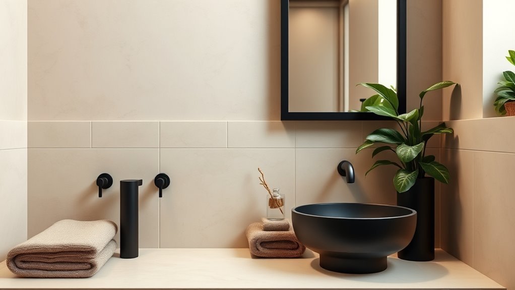 serene black and neutral decor