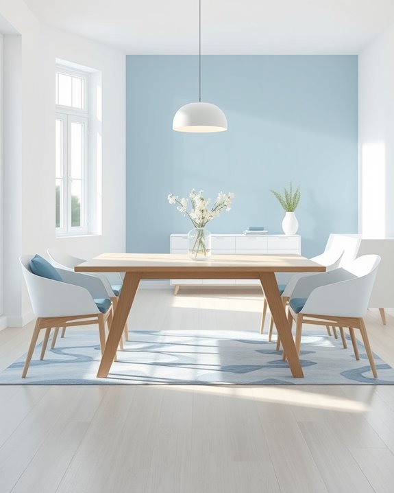 serene blue and white dining