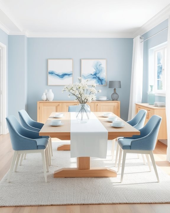serene blue and white