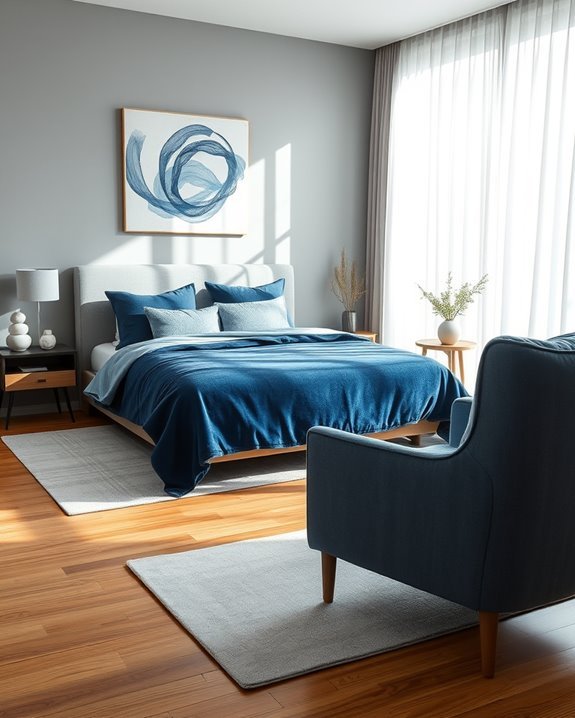 serene grey and blue d cor