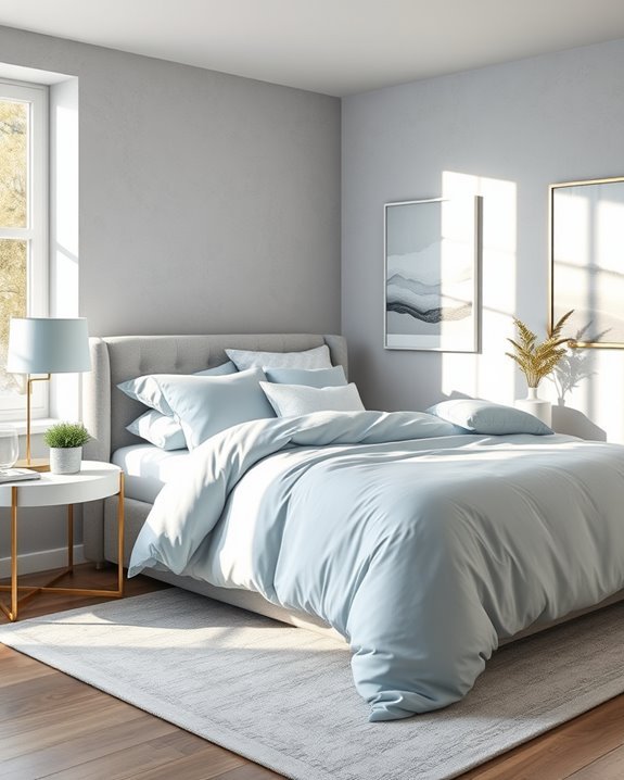 serene grey and pale blue