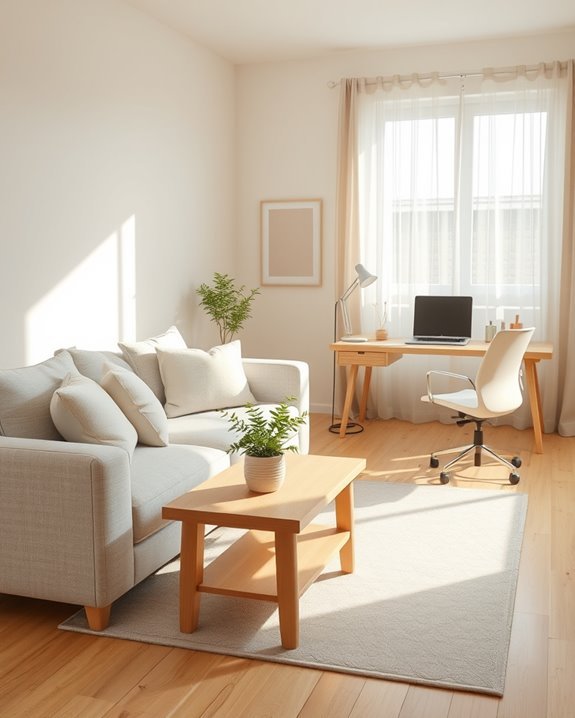 serene light neutral workspace