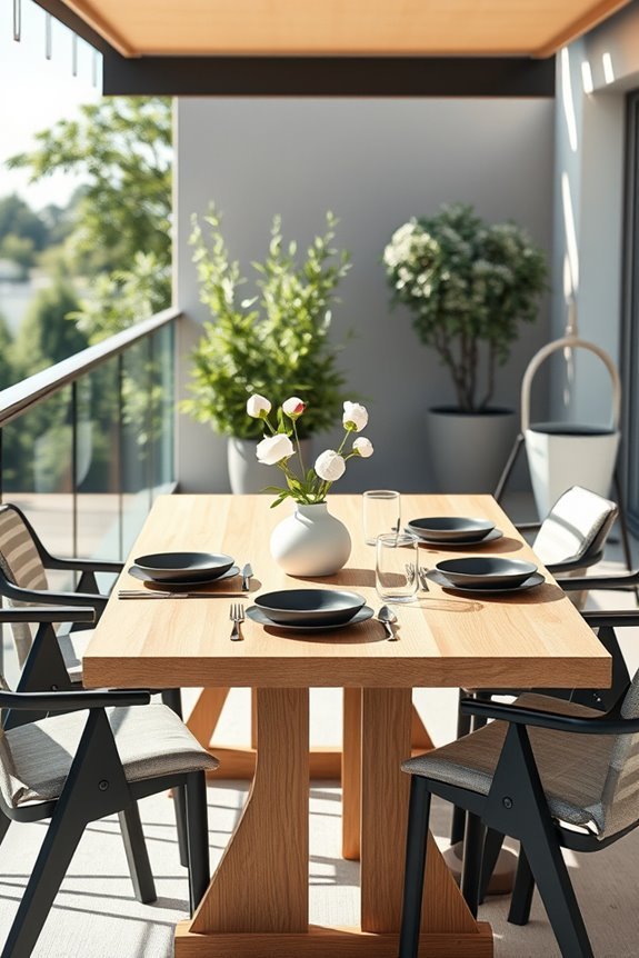 serene minimalist balcony dining