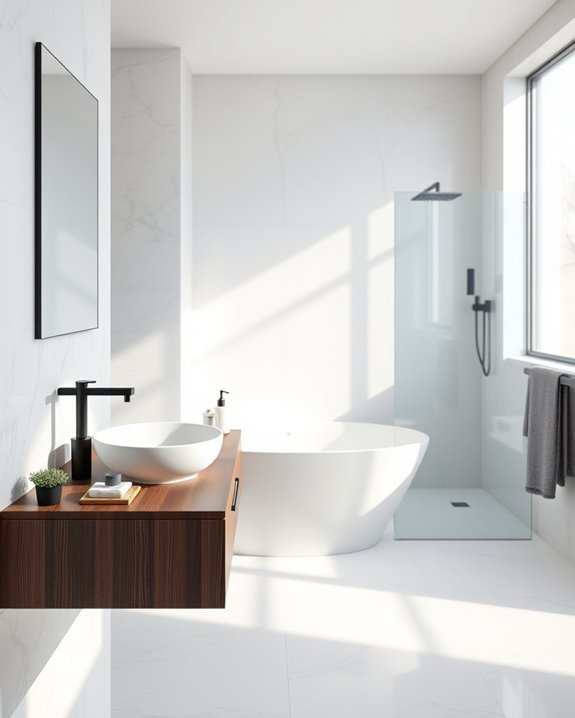serene monochromatic bathroom design