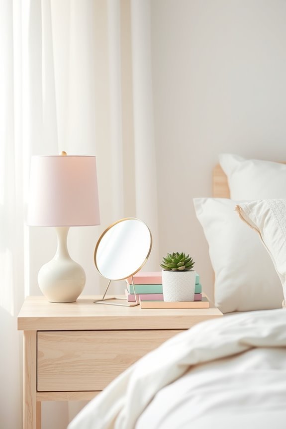 serene pastel bedside decor