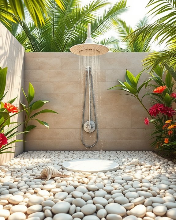 shell inspired outdoor shower design