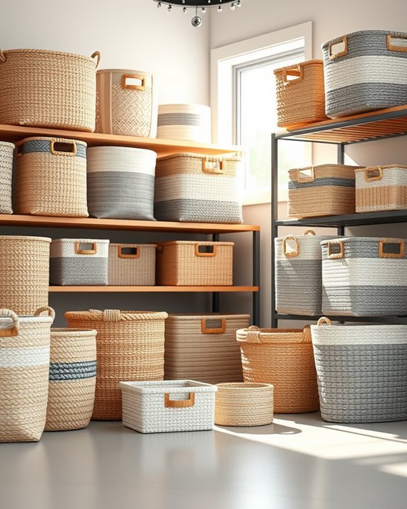shoe organization with baskets