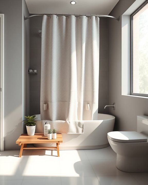 shower curtain with storage