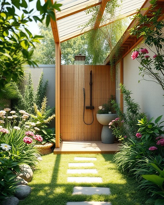 skylights enhance outdoor showers