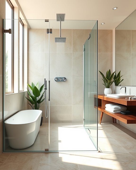 sleek frameless glass showers
