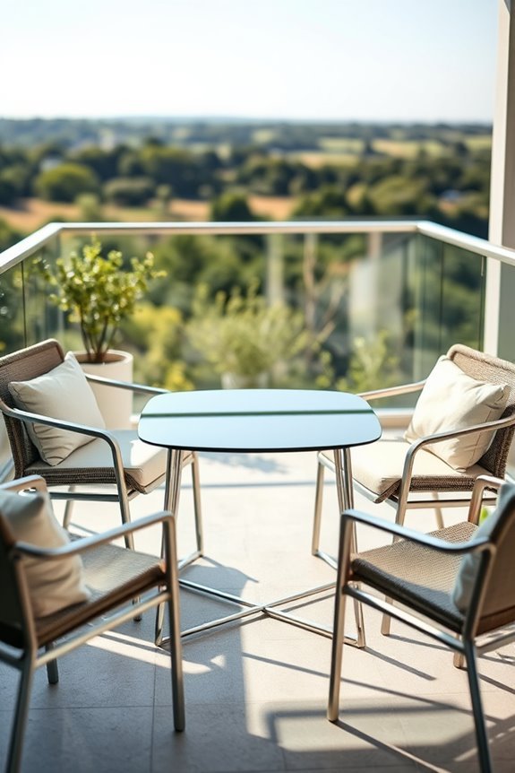 sleek glass top tables and chairs