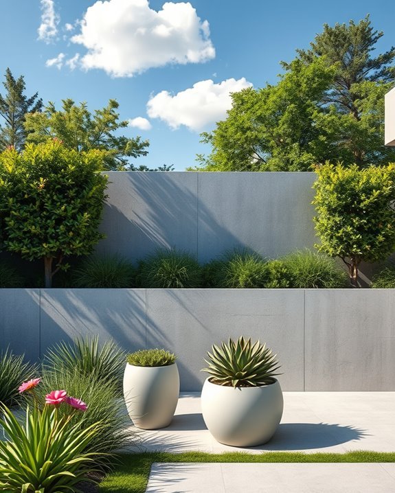 sleek low maintenance privacy walls