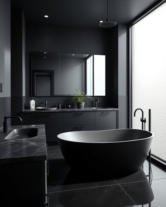 sleek matte black fixtures