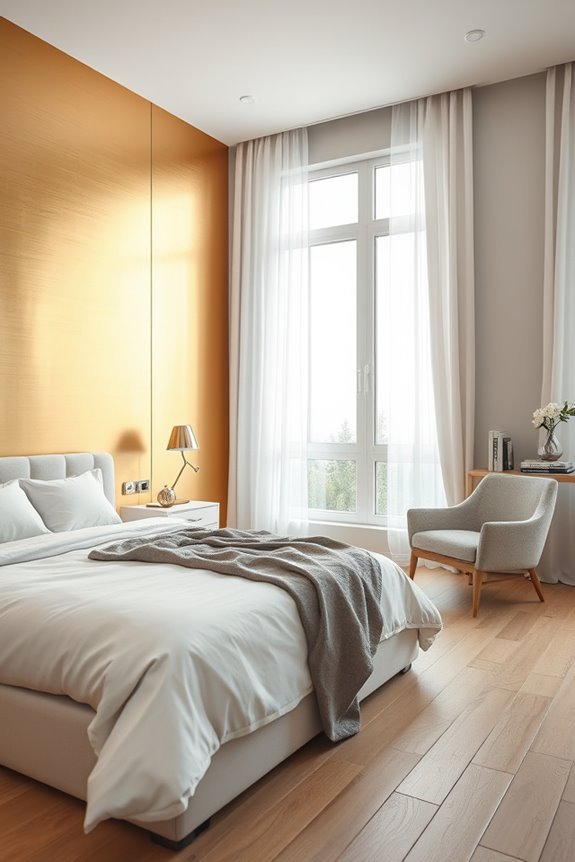 sleek metallic bedroom accents