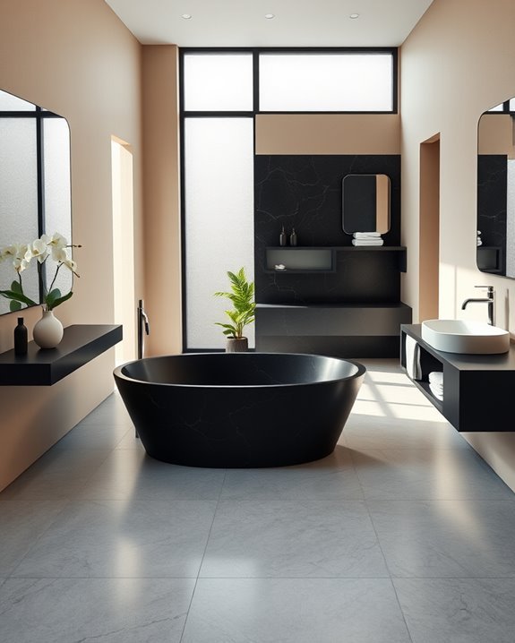 sleek minimalist black granite